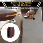 3 Button Key Fob Shell Case for Dodge Charger (2018) Black Red