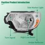 Set of 2 Headlights Assembly for Toyota Tacoma (2012-2015)