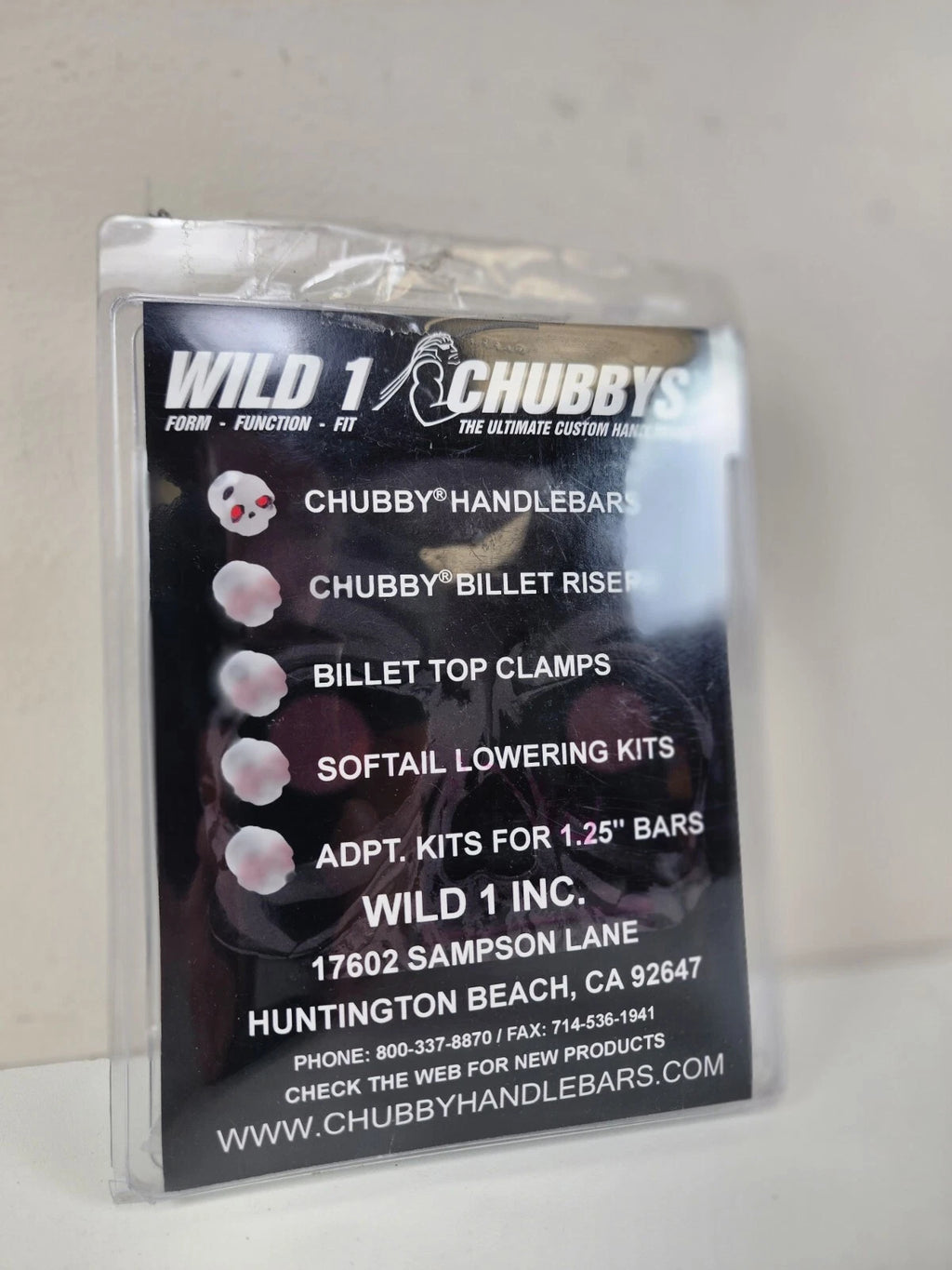 Wild 1 Chubby Billet Risers 5.5in Pullback Chrome W0527 for Harley Davidson