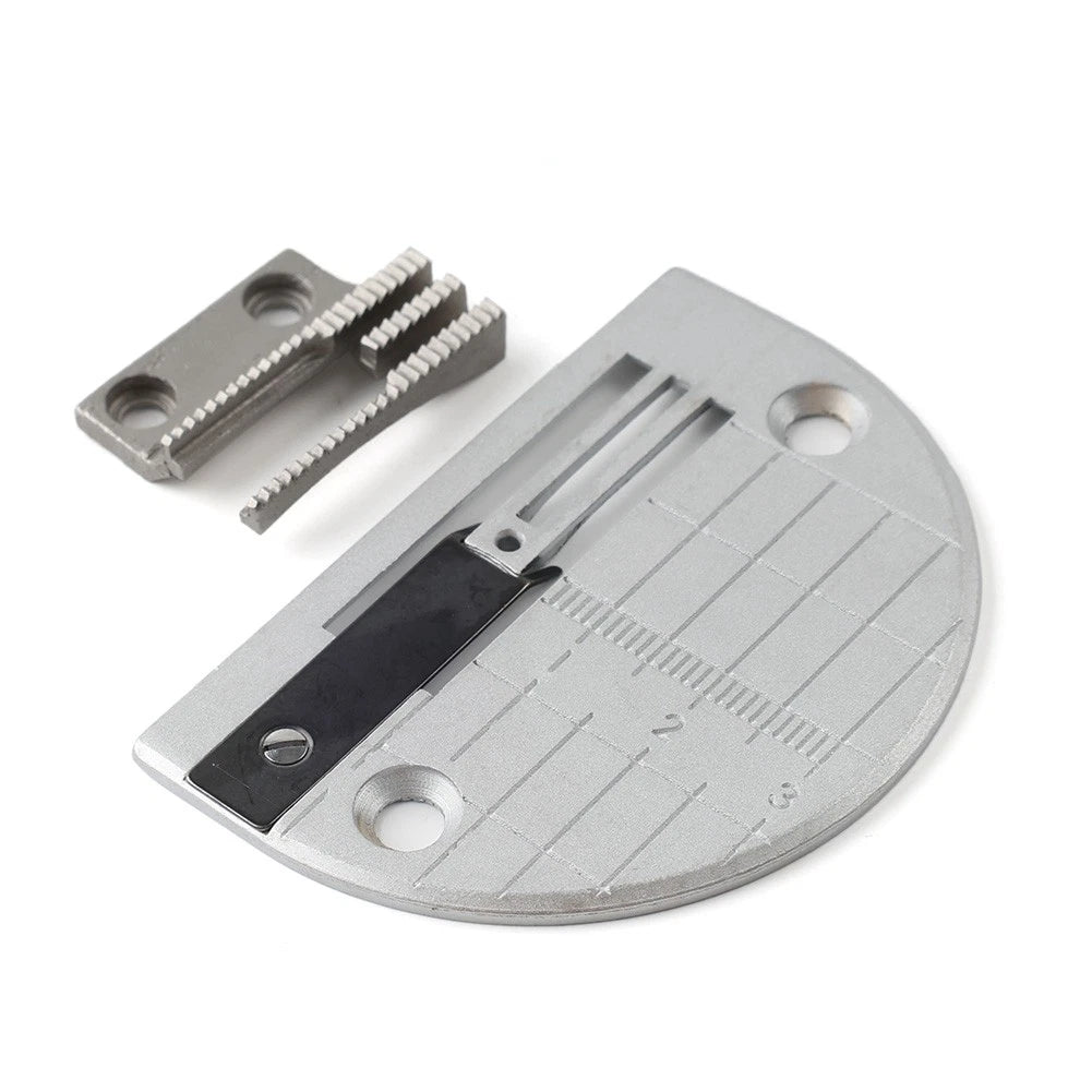 Set of 1 Flat Car Anti-Crease Needle Plate & Feed Dog for Juki DDL-5550, 8300