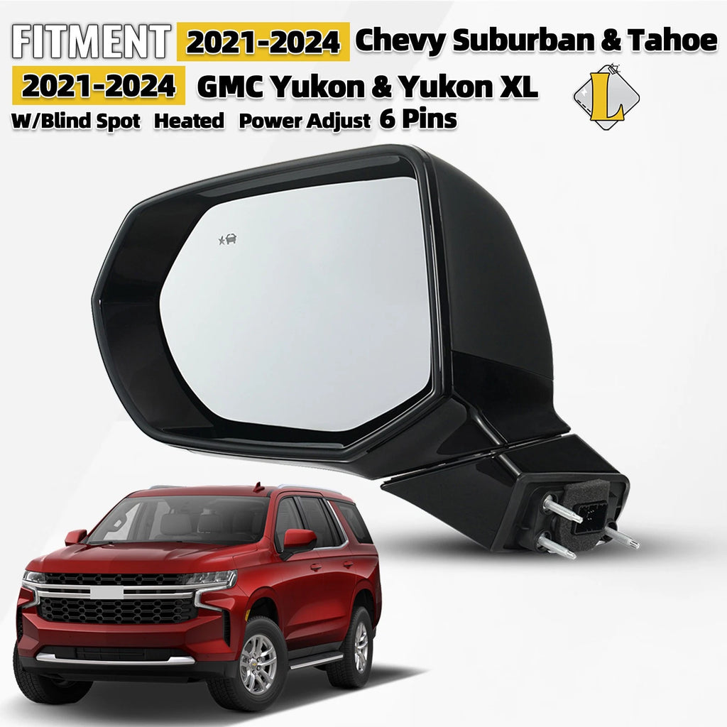 Side Mirror for Chevy Suburban Tahoe & GMC Yukon (2021–2024) Left w/BSD 6 Pin