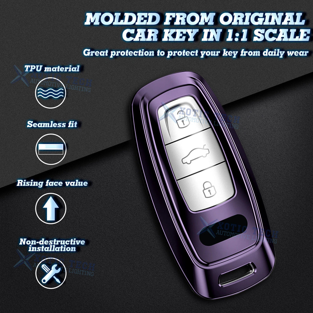 Purple Soft TPU Full Protect Remote Key Fob Cover for Audi (2005-2011)