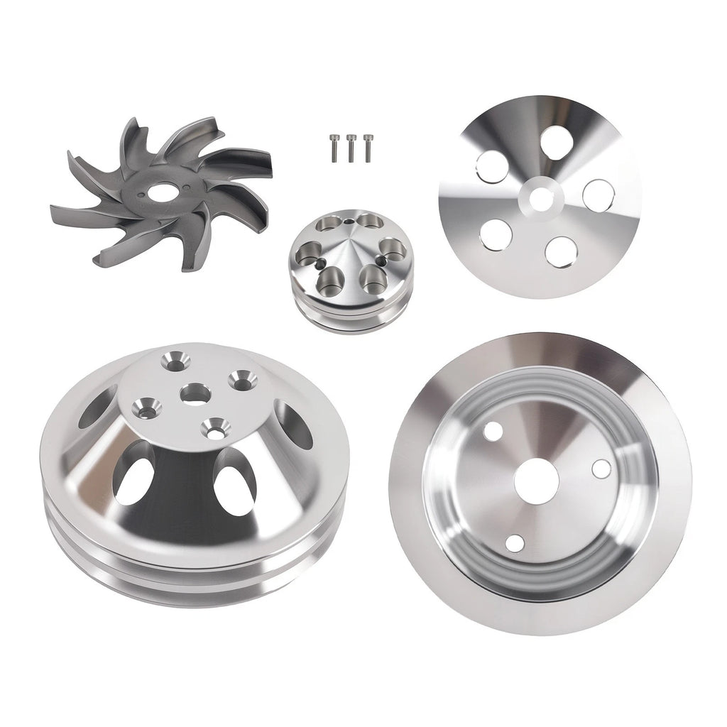 2 Groove Water Pump Crank Pulley Kit for Small Block Chevy 283/327/400