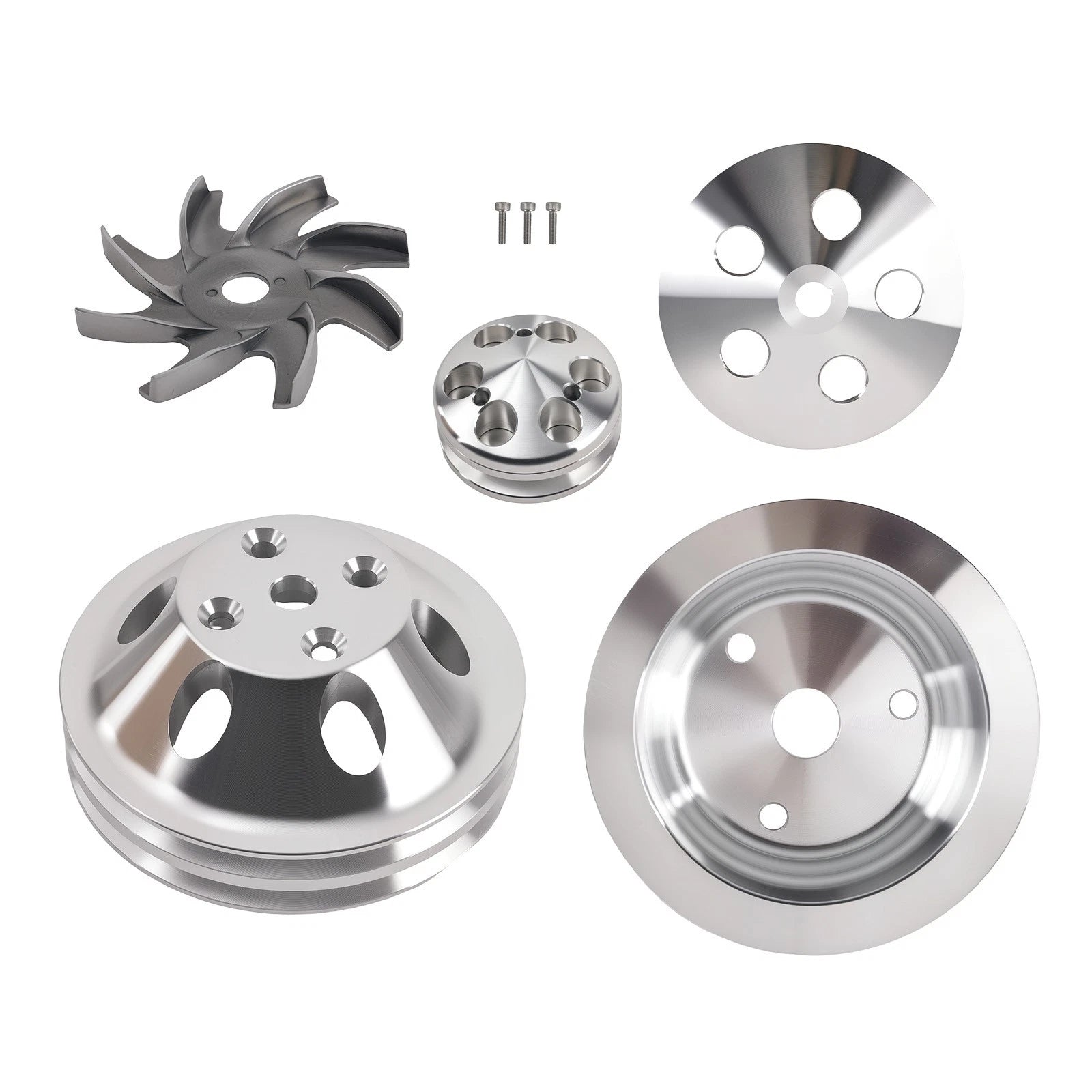 2 Groove Water Pump Crank Pulley Kit for Small Block Chevy 283/327/400