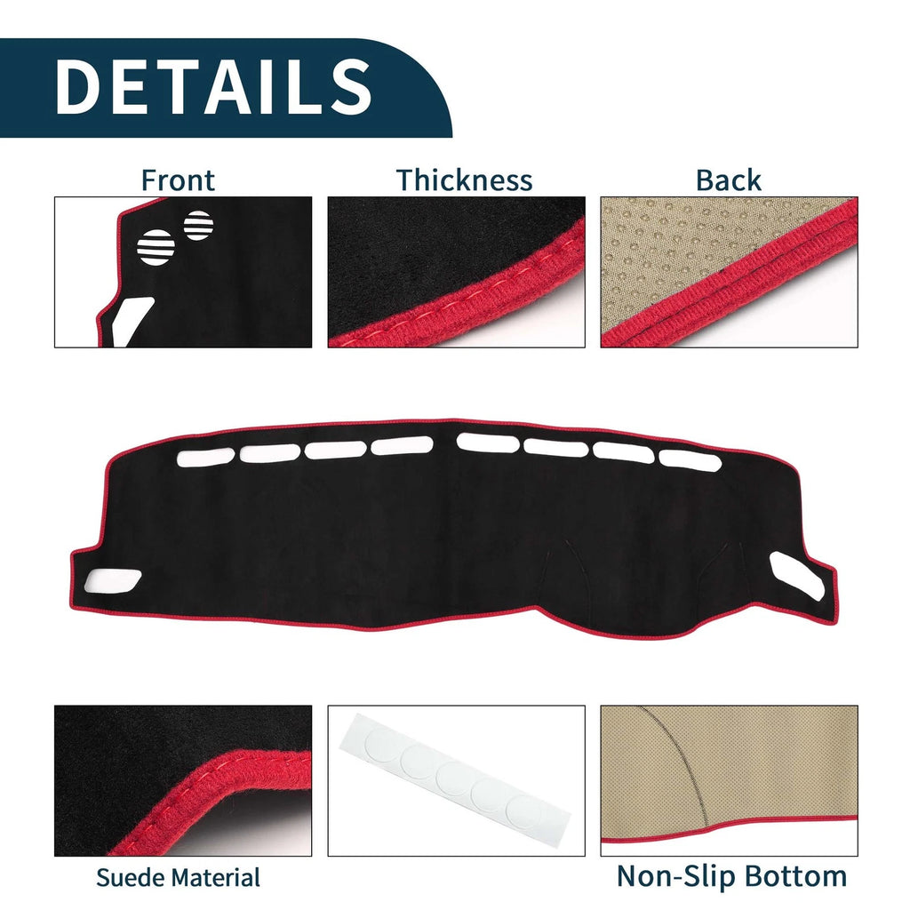 Dashboard Cover Mat for Volkswagen T-ROC (2018–2023) Black Red
