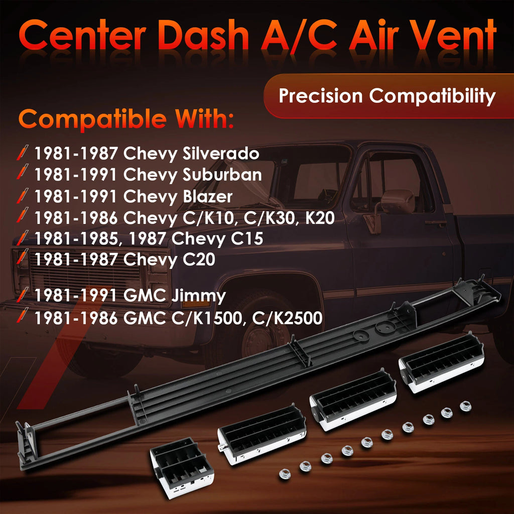 Center Dash A/C Air Vent Trim Plate for Chevy Silverado GMC C/K 1500 2500 (1981–1991)