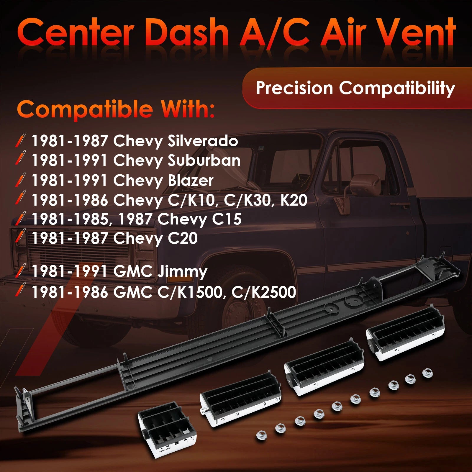 Center Dash A/C Air Vent Trim Plate for Chevy Silverado GMC C/K 1500 2500 (1981–1991)