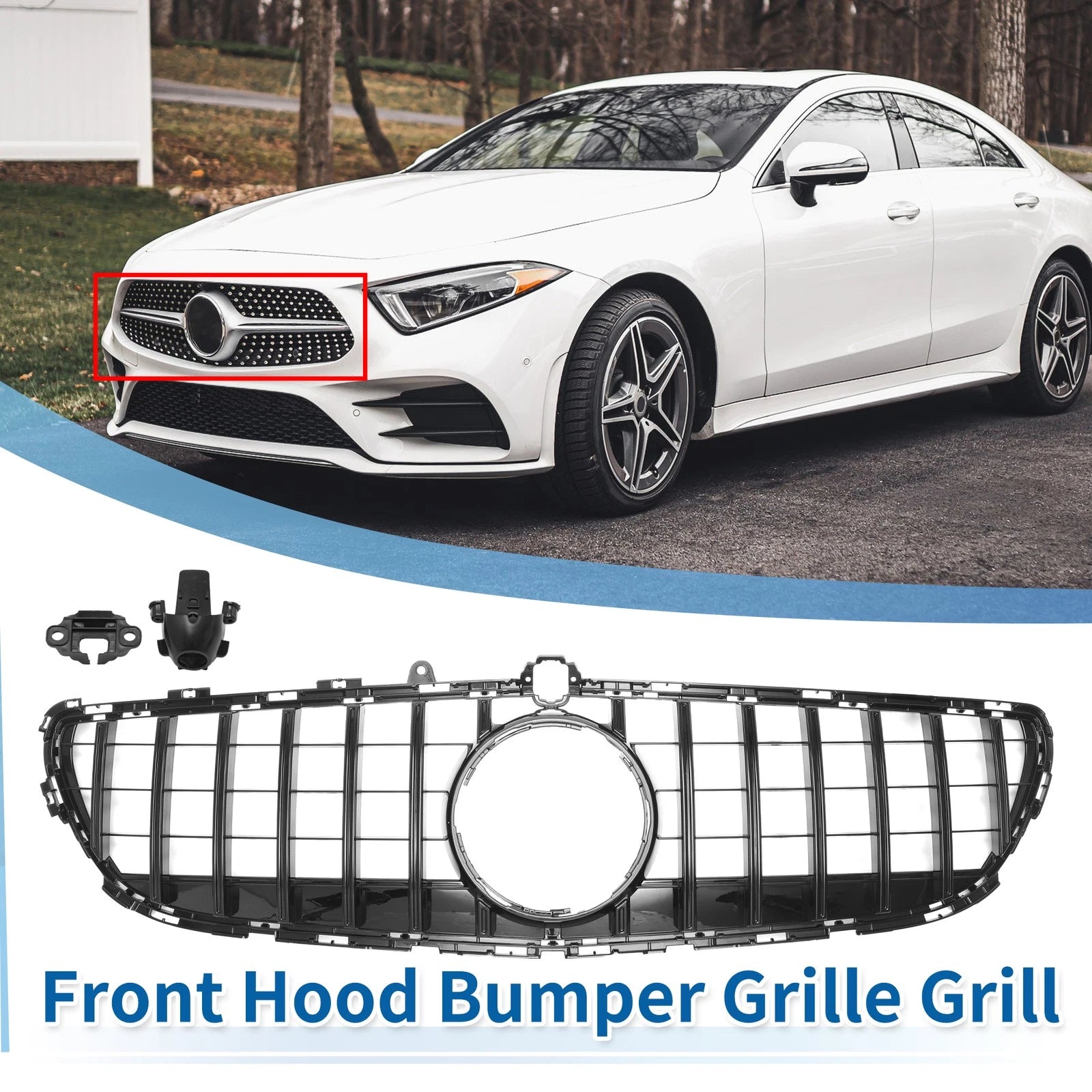 Front Upper Bumper Grille for Mercedes-Benz CLS400 (2015–2018) Black