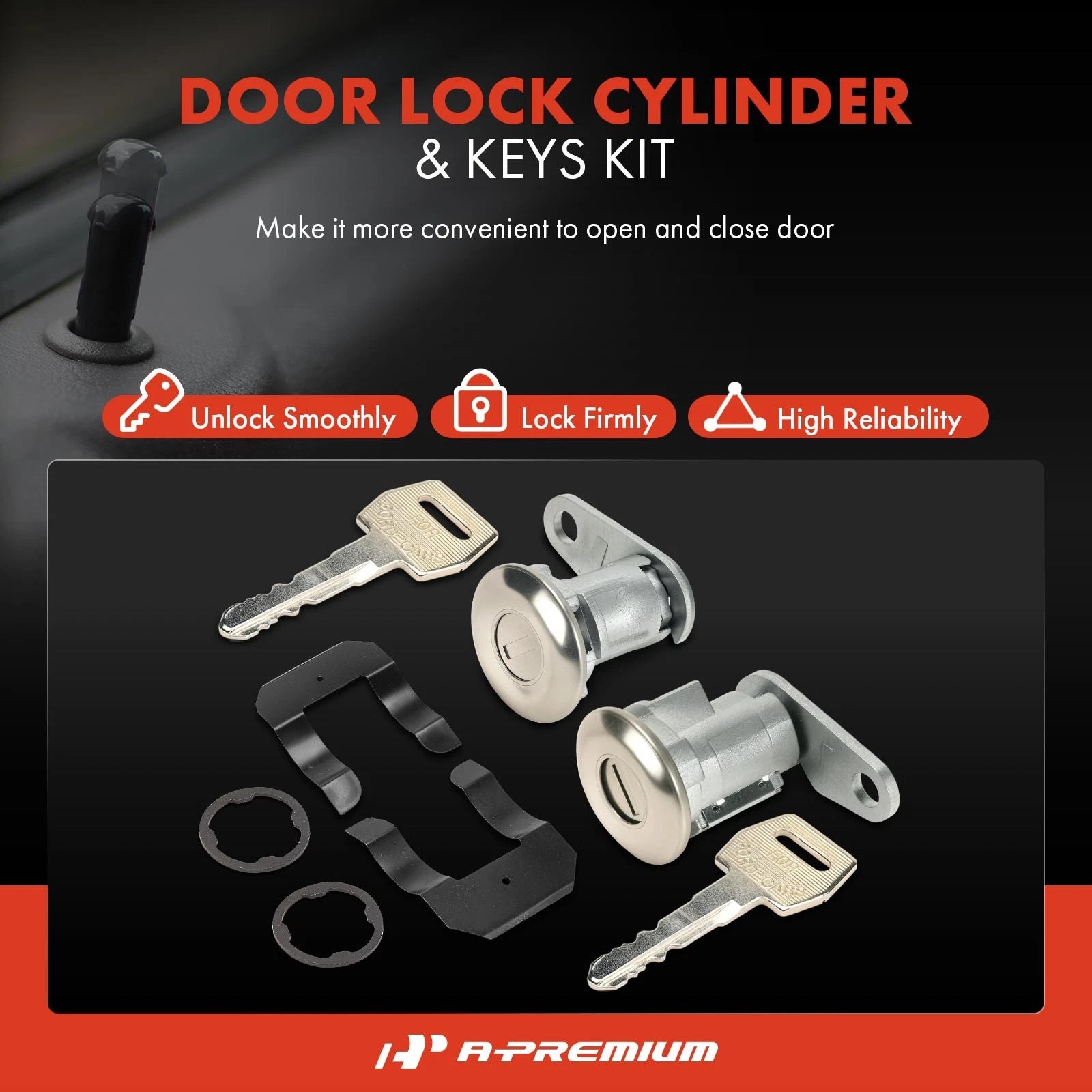 2X Door Lock Cylinder Set with 2 Keys for Ford F-600 F-800 (1980–1981)