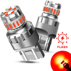 2X 7443 7440 LED Red Strobe Flash Brake Stop Tail Parking Light Bulbs for ECX