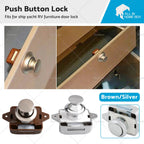 Push Button Latch Knob Catch Lock for RV Drawer Cupboard Door