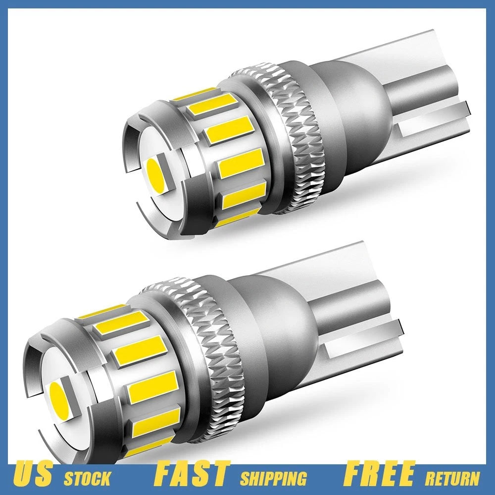 2X T10 LED License Plate Bulbs for Universal (168, 194, 2825)