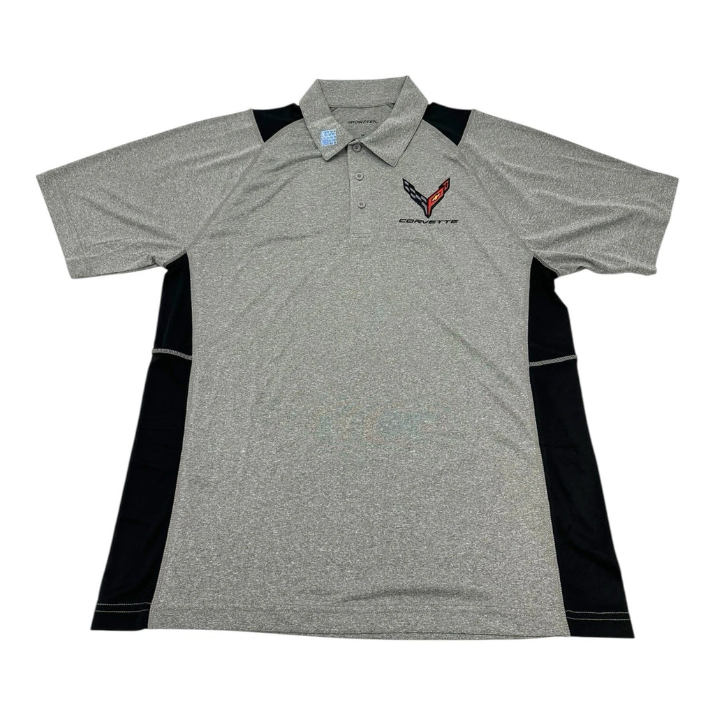 C8 Corvette Polo Shirt Heather Gray Black for Chevrolet Corvette (2020–2024)