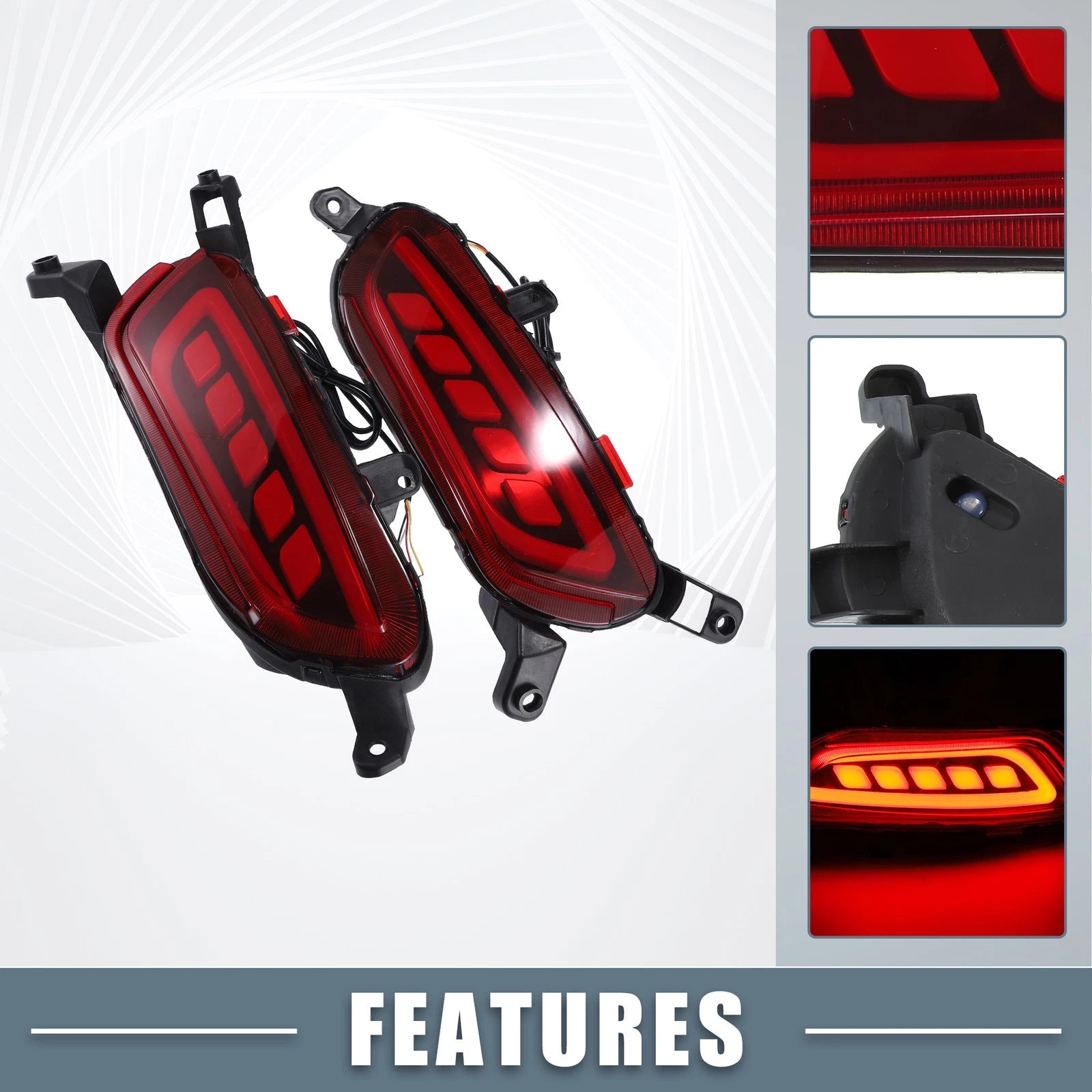 LED Rear Bumper Reflector Turn Signal Brake Light for Mazda CX-3 (2016–2017)