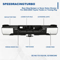 Chrome Rear Step Bumper with Sensor Holes & LED Back-Up Lamp for Toyota Tundra (2022–2026)