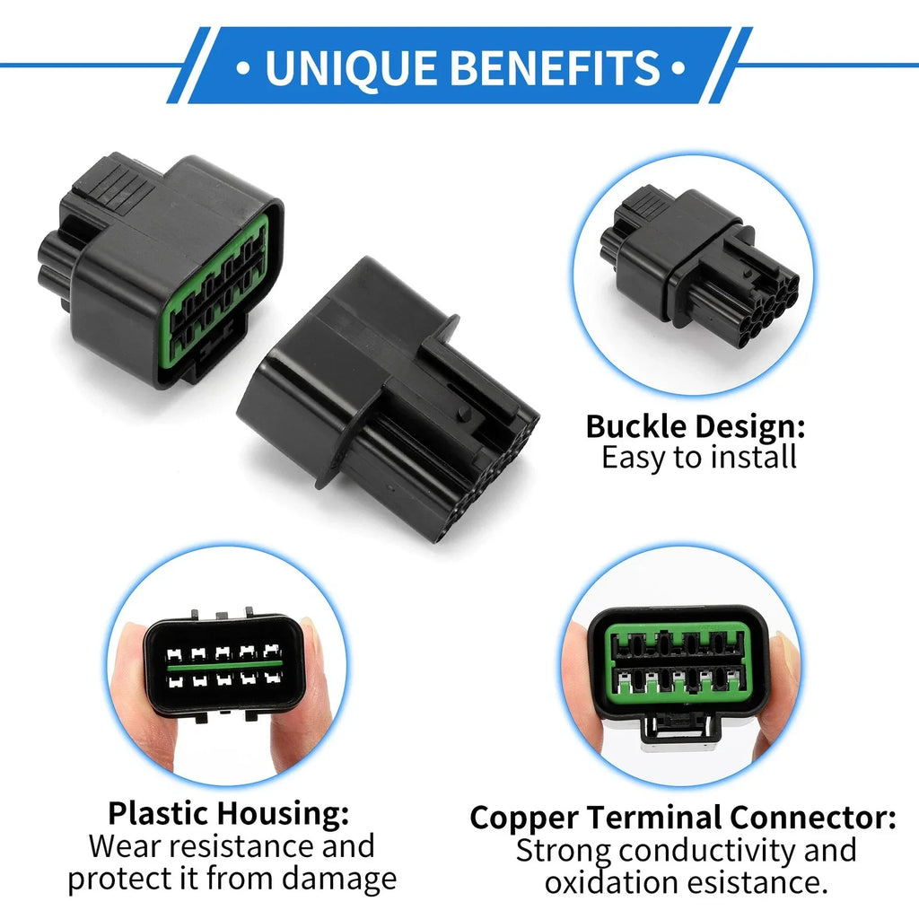 10 Pin Car Wiring Harness Connector Plug for Hyundai & Kia - 2 x Sets