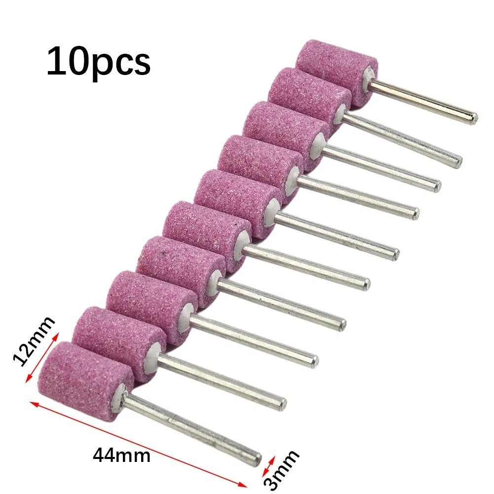 10pcs 12mm Cylinder Abrasive Mounted Stone Grinding Heads for Rotary Tool