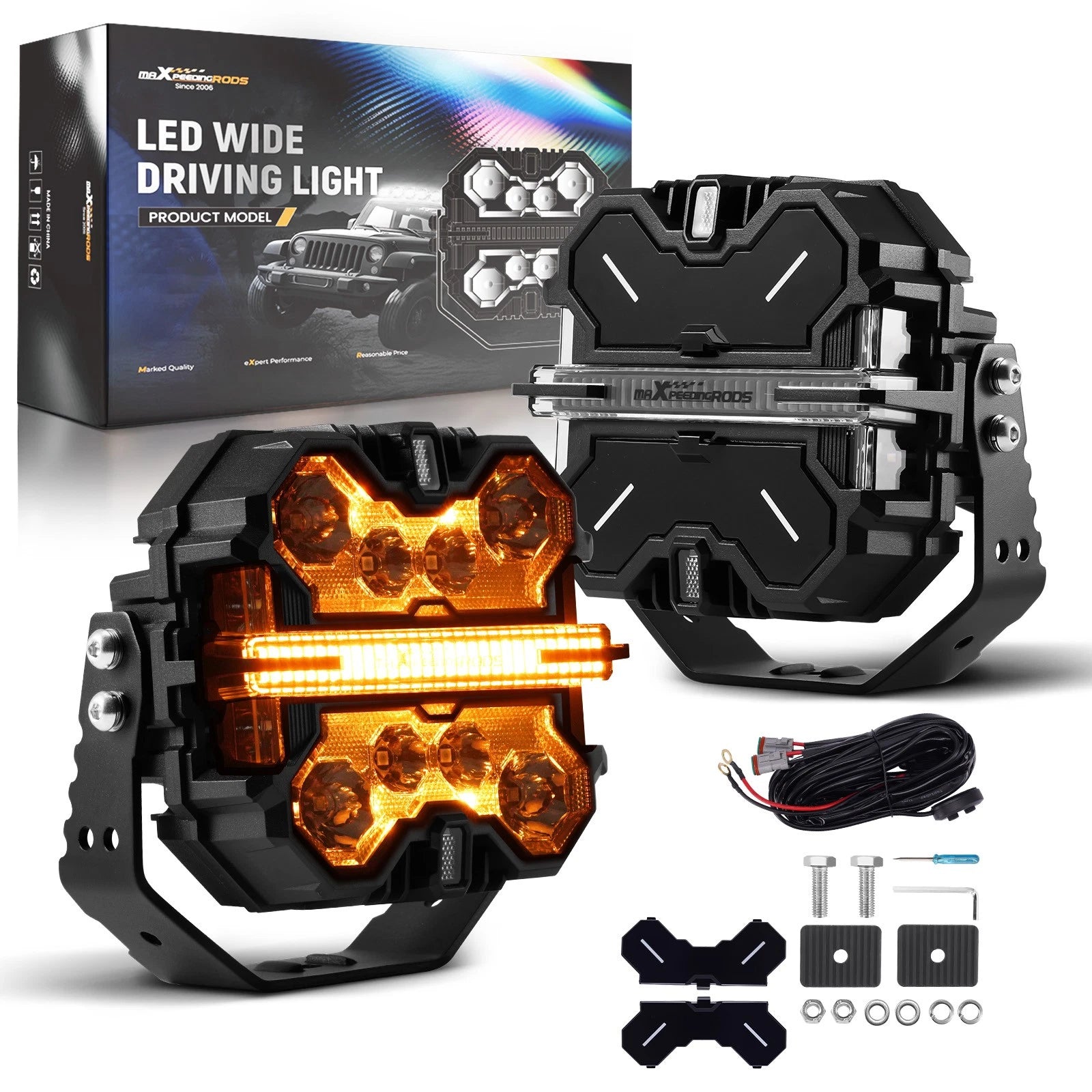 Square LED Driving Lights 33200LM Spot Flood Combo for Ford Bronco