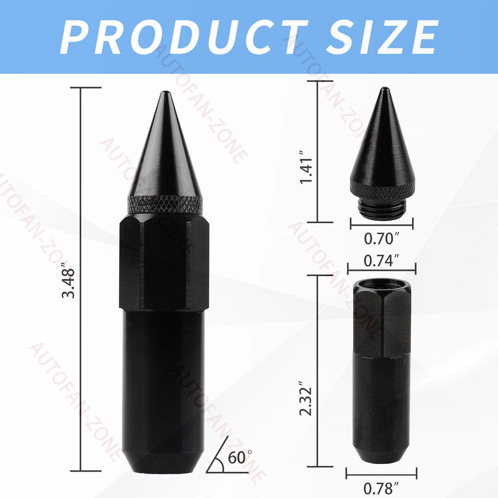 20PCS M12X1.5 60mm Cap Spiked Extended Tuner Lug Nuts for Wheels
