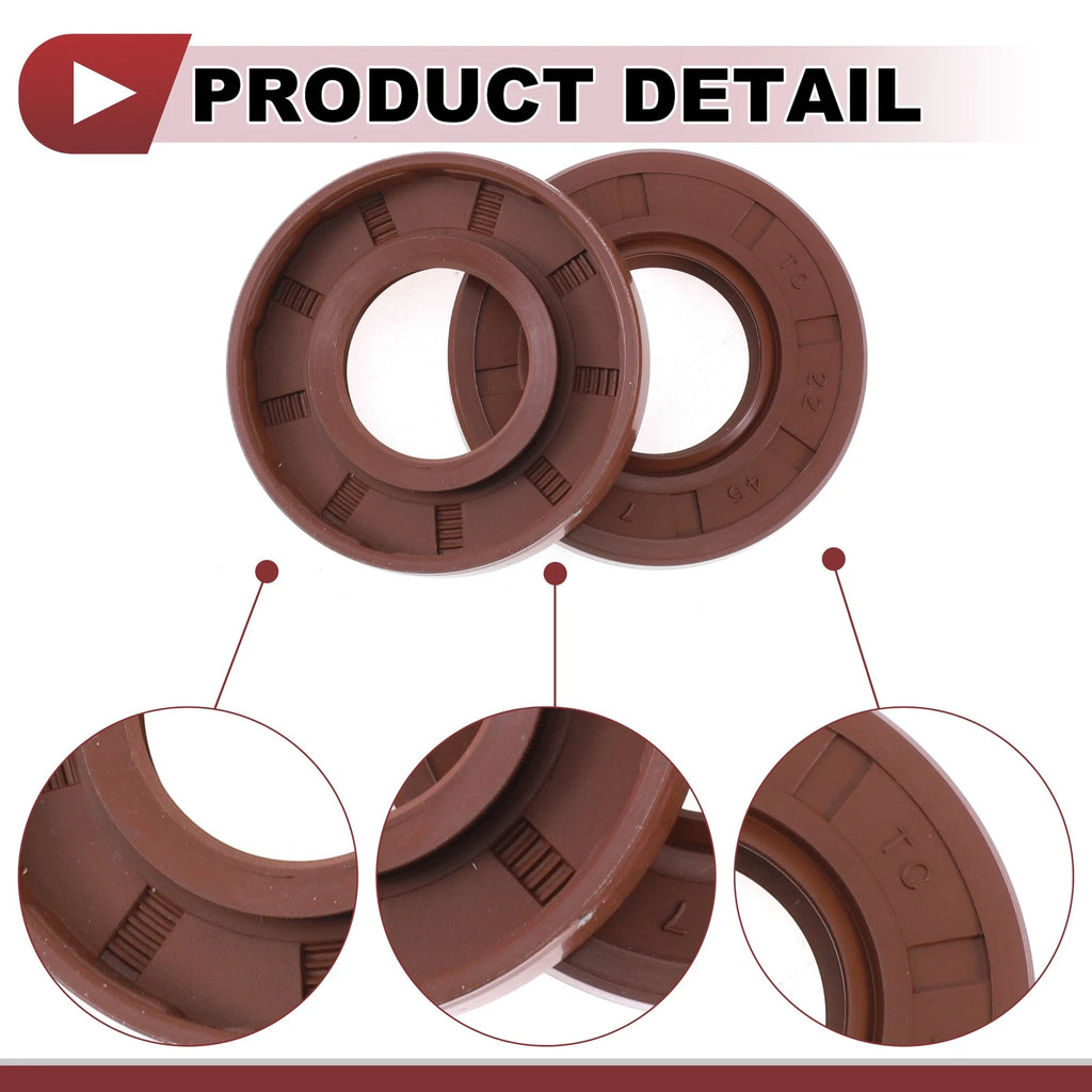 2X Oil Seal Rotary Shaft Seal FKM Rubber 22x45x7mm for Various Models