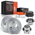 Set of 8 Rear Drilled Brake Rotors and Pads for Ford Lincoln