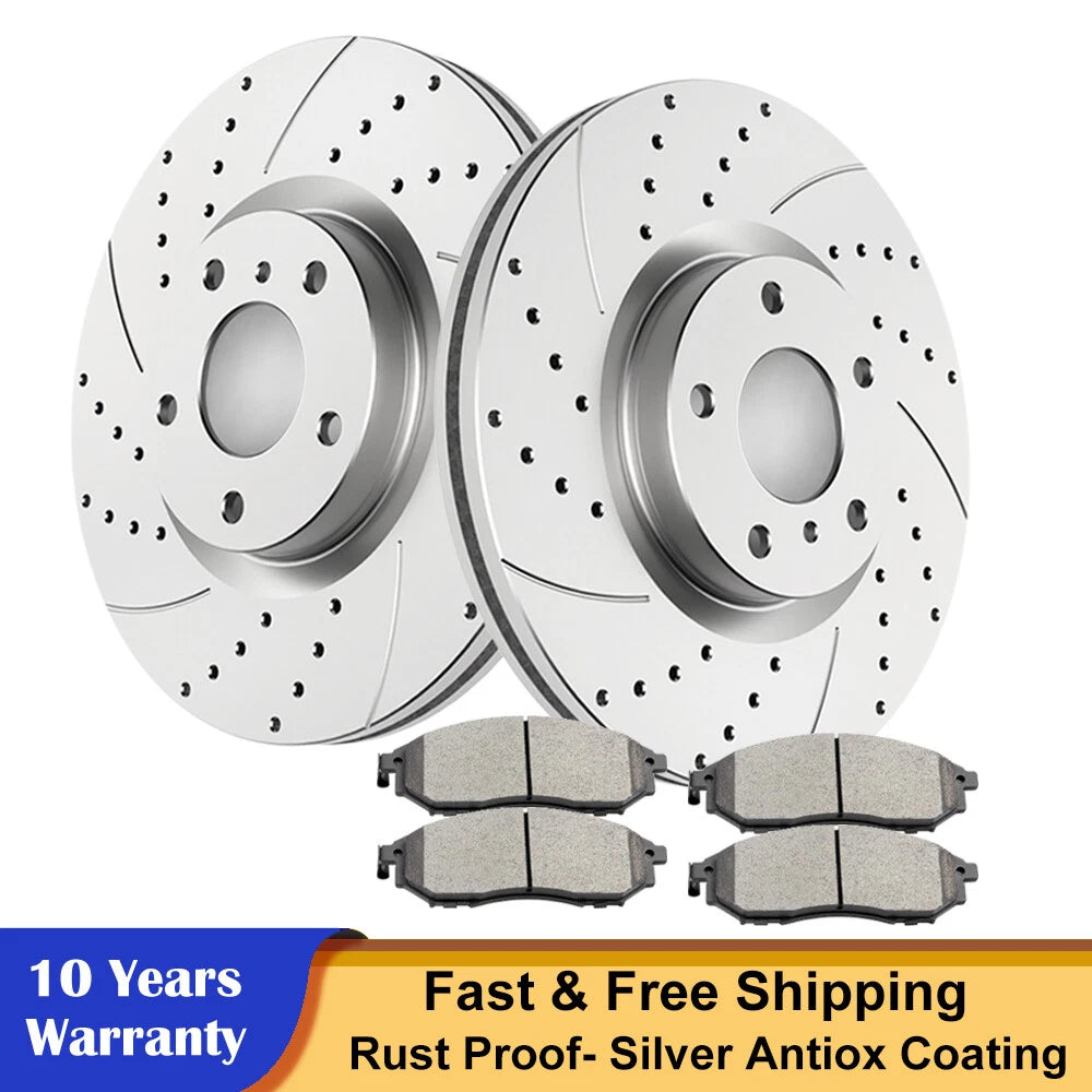 Front Drilled Brake Discs Rotors & Ceramic Pads for Infiniti G37 (2008–2013)