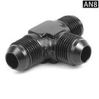 3-Way Tee Hose Fitting Adapter AN6/8/10 Female to 2x AN Male Black