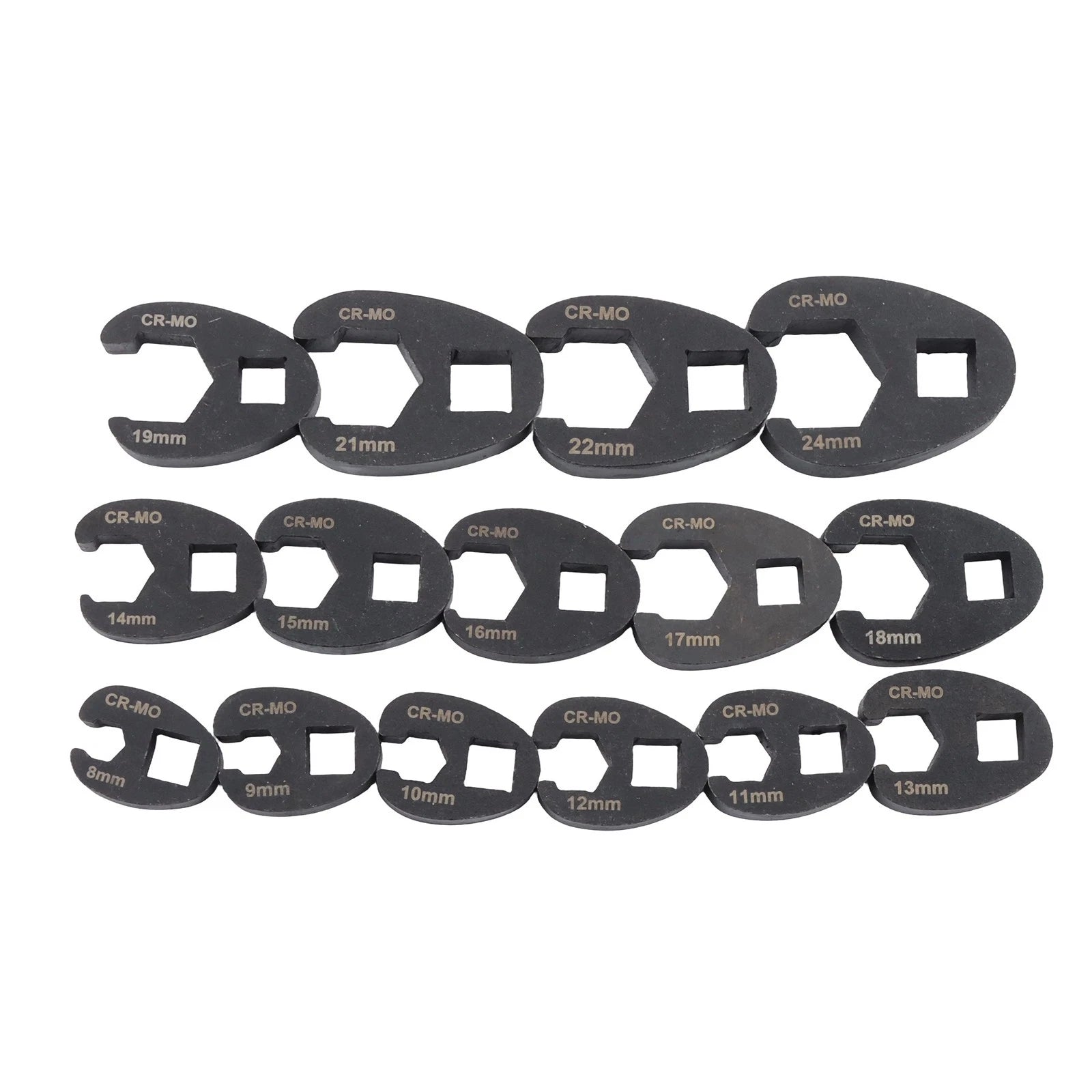15-Piece Crowfoot Flare Nut Wrench Set for Metric Nuts (8-24 mm)