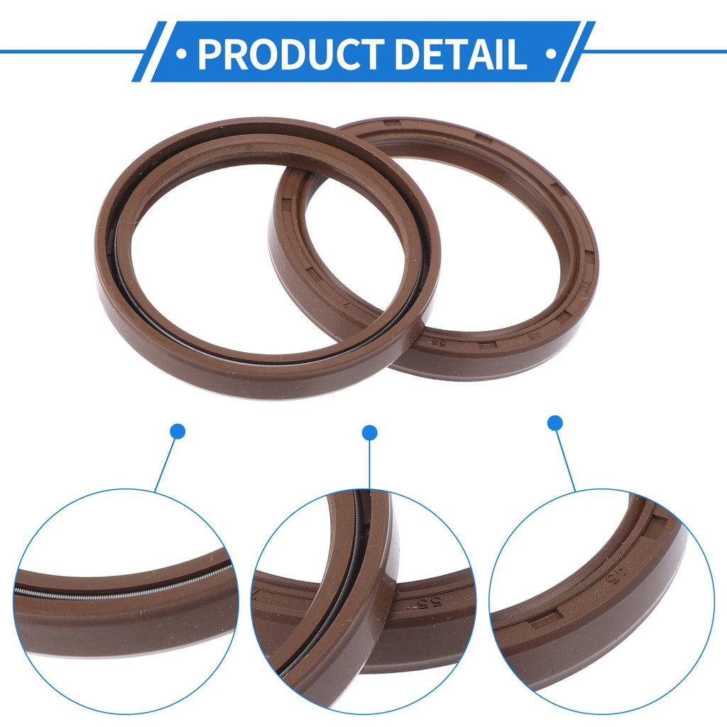 2X Oil Seal Rotary Shaft Seal FKM Rubber 45x55x7mm for Various Models