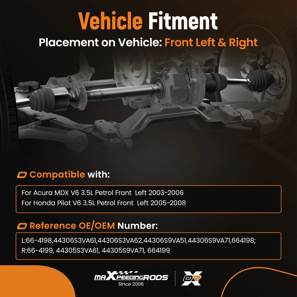 CV Axle Shaft Assembly Set of 2 for Honda Pilot Acura MDX (2003–2008)