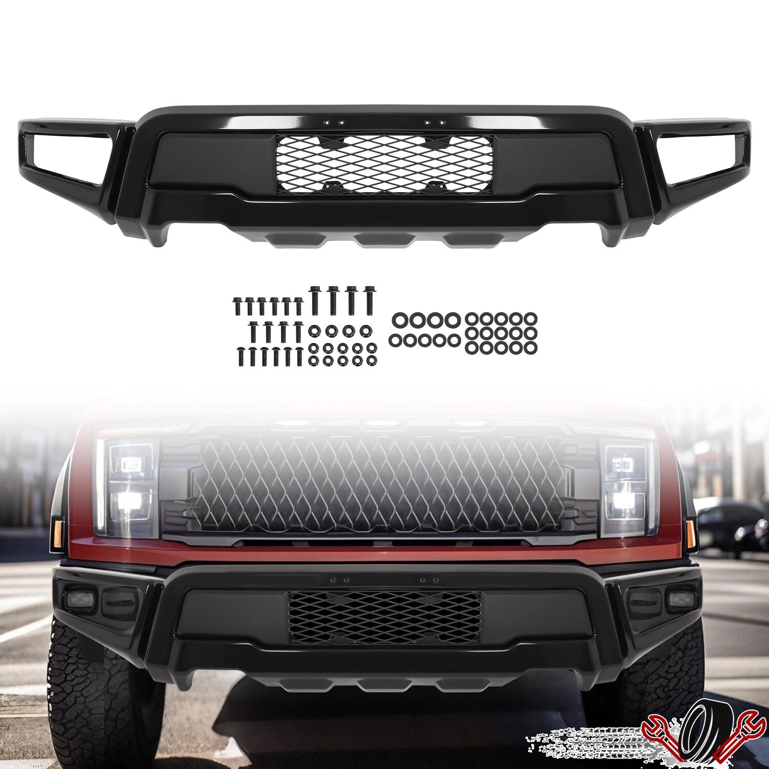 Steel Black Front Bumper Raptor Style for Ford F150 (2021–2024)