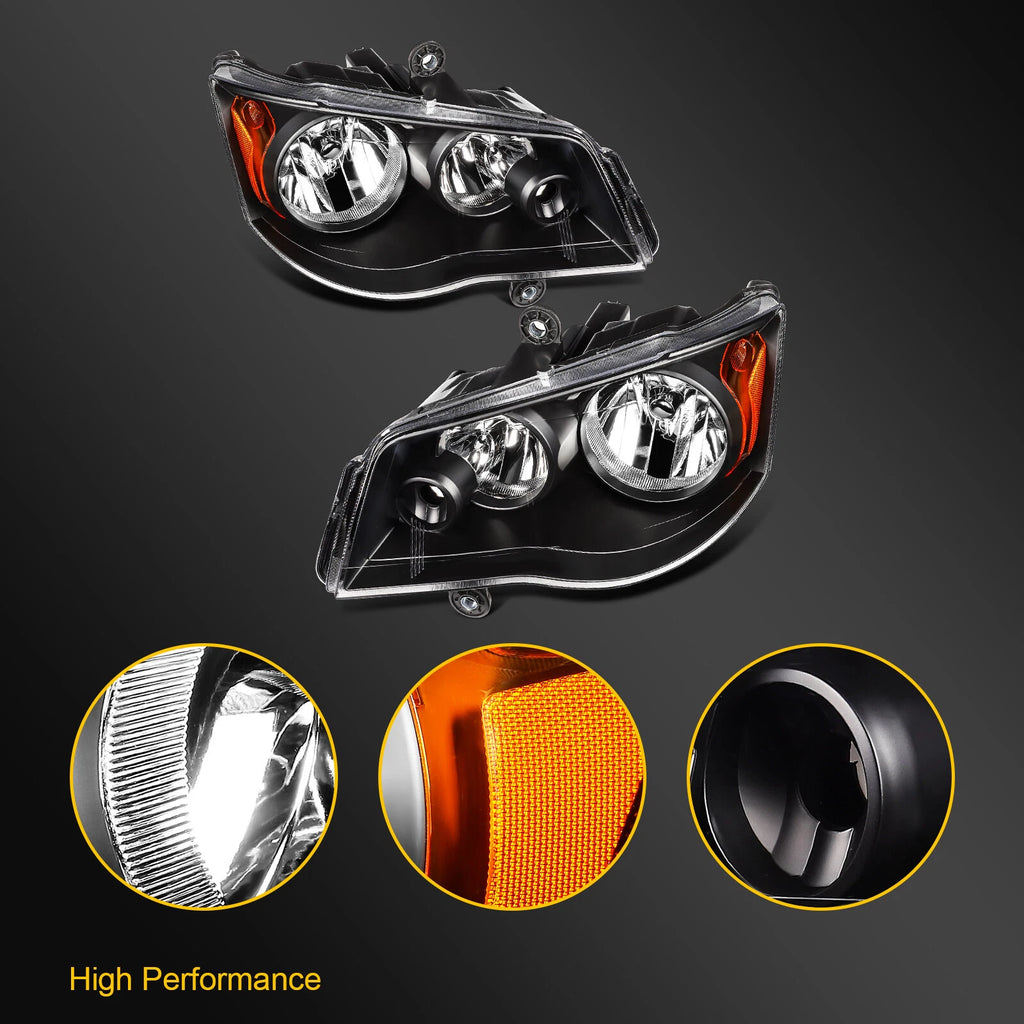 Headlights for Dodge Grand Caravan, Town & Country (2011–2020) Pair
