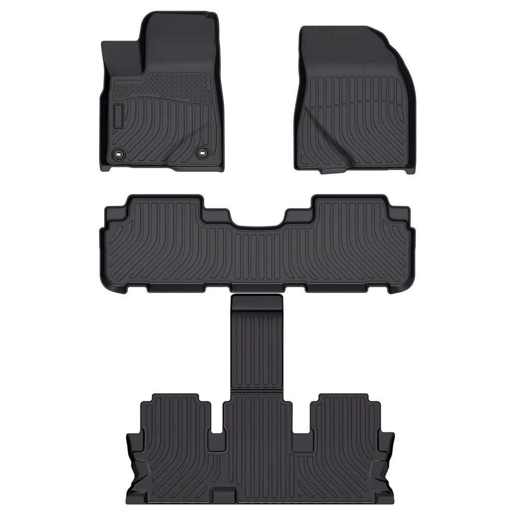 Set of 3 Row Floor Mats for Toyota Highlander (2014–2019) TPE Rubber All Weather
