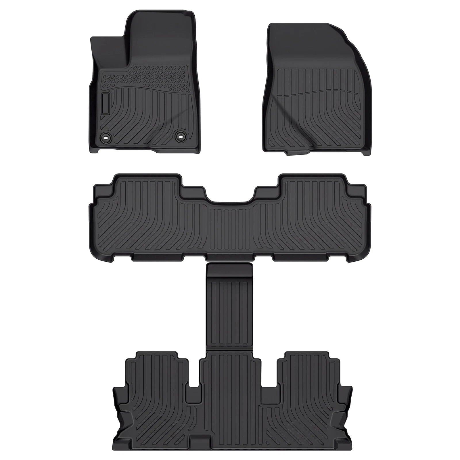 Set of 3 Row Floor Mats for Toyota Highlander (2014–2019) TPE Rubber All Weather