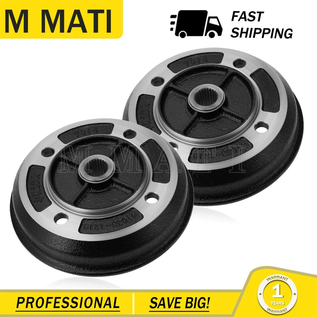 2X Rear Brake Drum for Kawasaki Mule KAF540 KAF620 KAF950 (1990–2001) 41038-1226