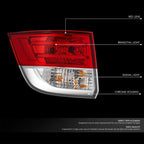 Chrome Red Driver Left Side Outer Taillight Assembly for Honda Odyssey (2014–2017)