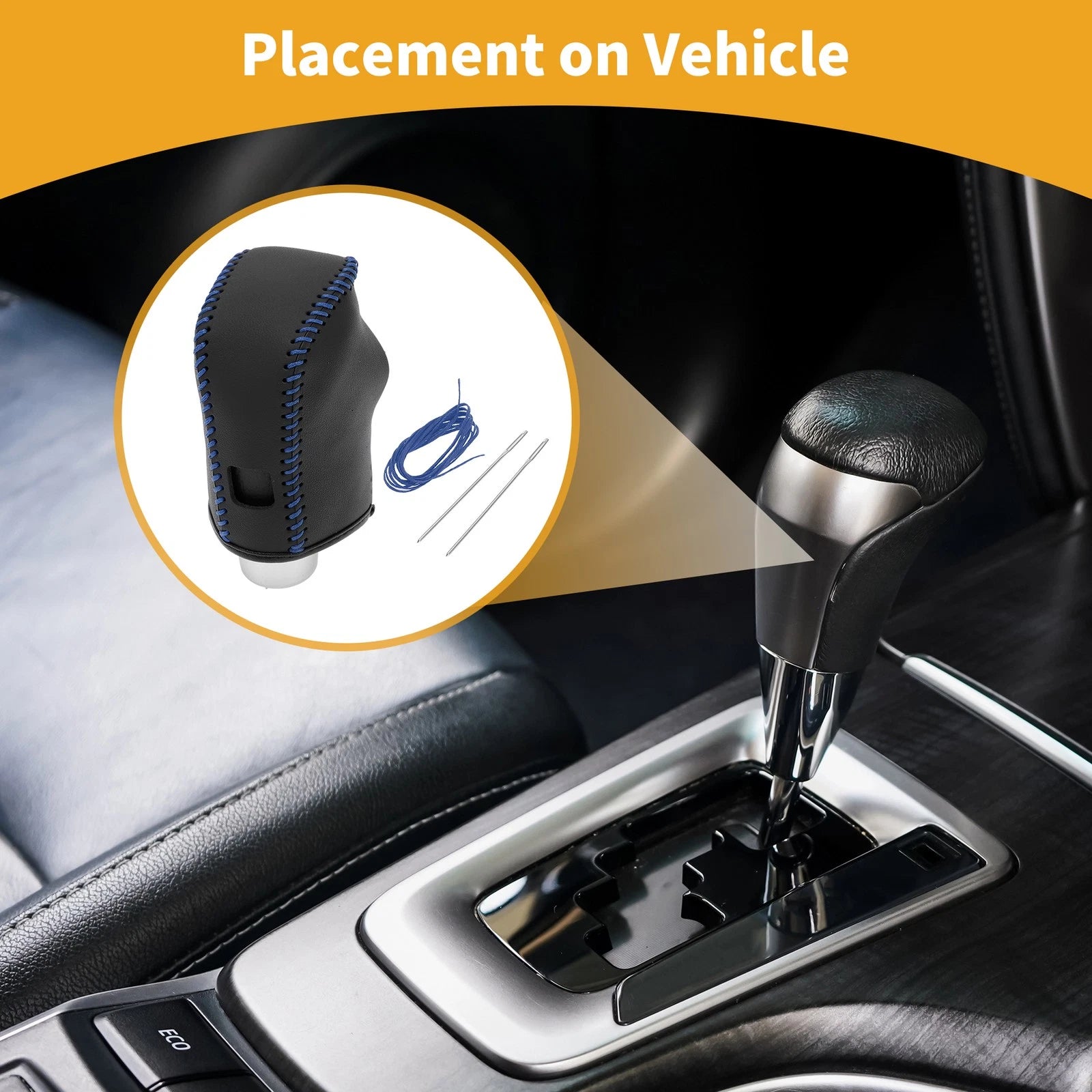 Gear Shift Knob Cover for Nissan Altima (2019–2024) Black Blue Faux Leather