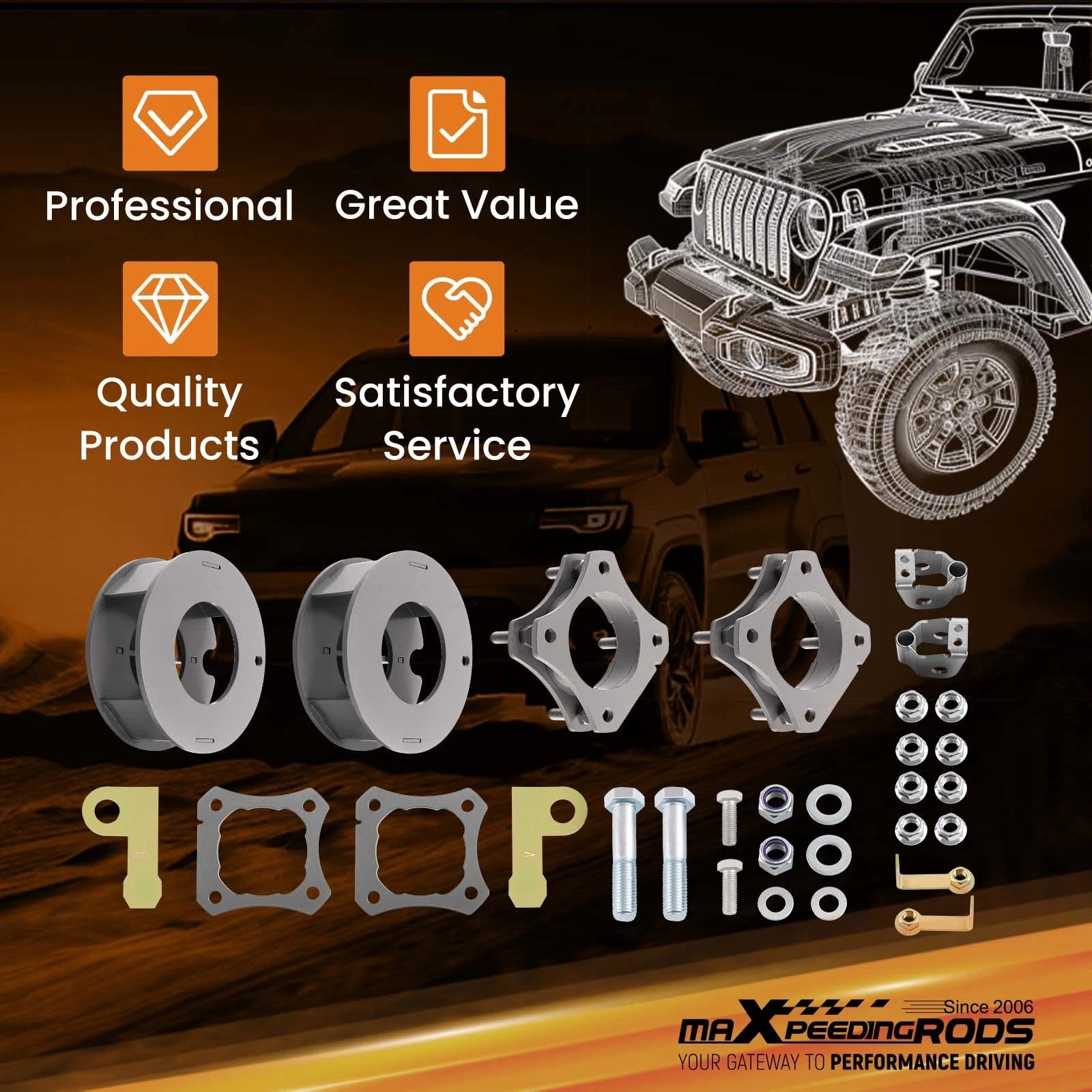 2.5" Lift Kit for Toyota Tundra (2022–2023) 2WD 4WD Extenders