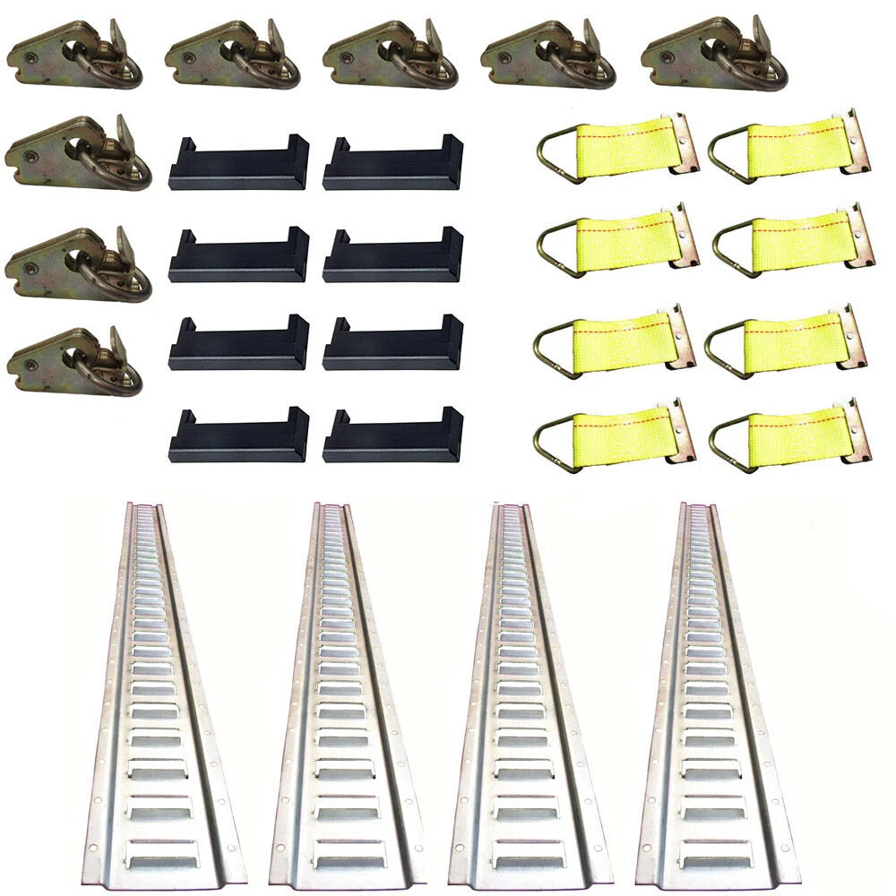 Set of 4 E-Track Tie-Down Rails for Multiple Vehicles (5' Horizontal)
