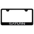 Laser Etched on Black License Plate Frame - Officially Licensed for Saturn