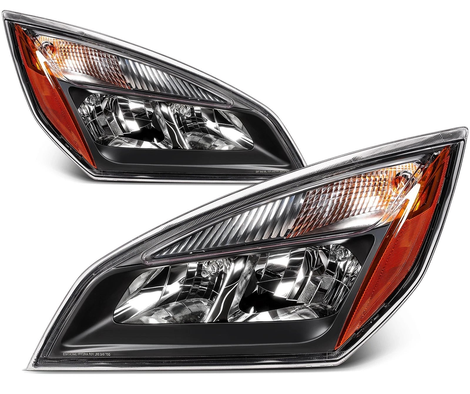 2X Black Halogen Headlights with Bulbs for Freightliner Cascadia