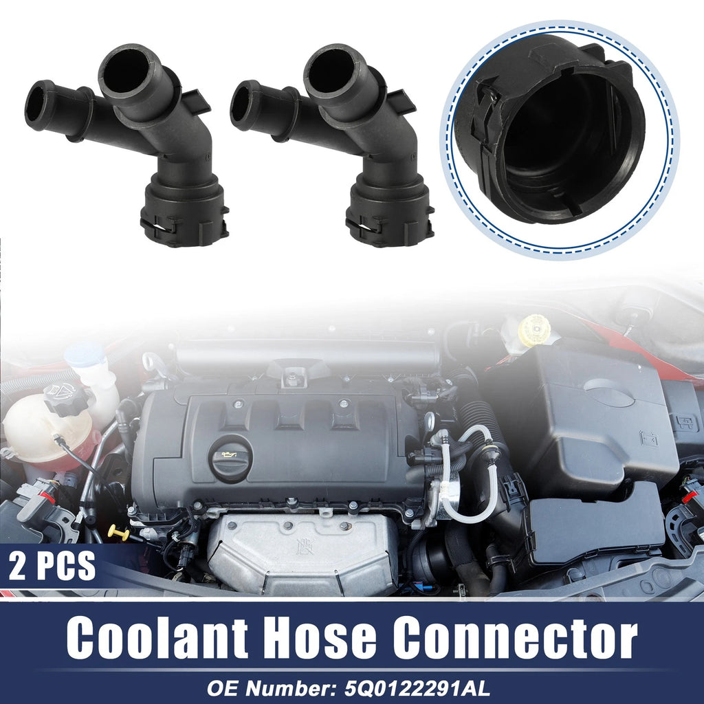 2X Radiator Coolant Pipe Hose Flange 5Q0122291AL for Volkswagen Golf (2015–2021)