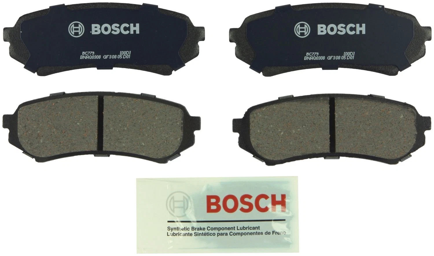 Bosch Rear QuietCast Ceramic Brake Pads w/ Hardware BC773 for