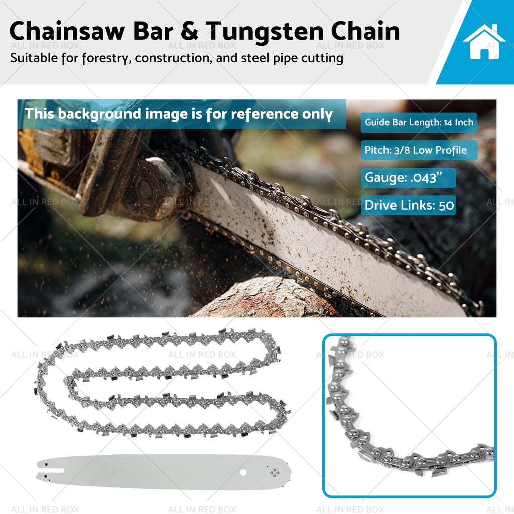 14'' Bar & Tungsten Chain Combo 3/8LP .043 50DL for Stihl 009 MS 210 C (1990–2023)