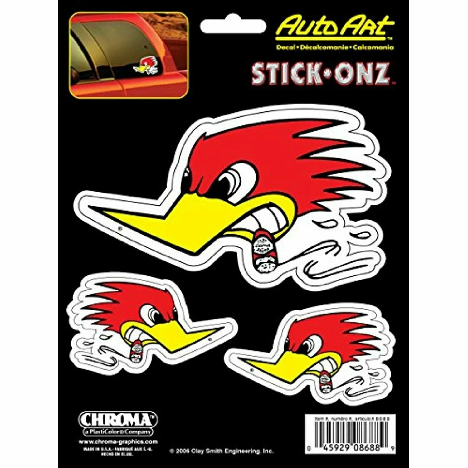 Classic Mr Horsepower Angry Woodpecker Decal Set of 3 Stickers