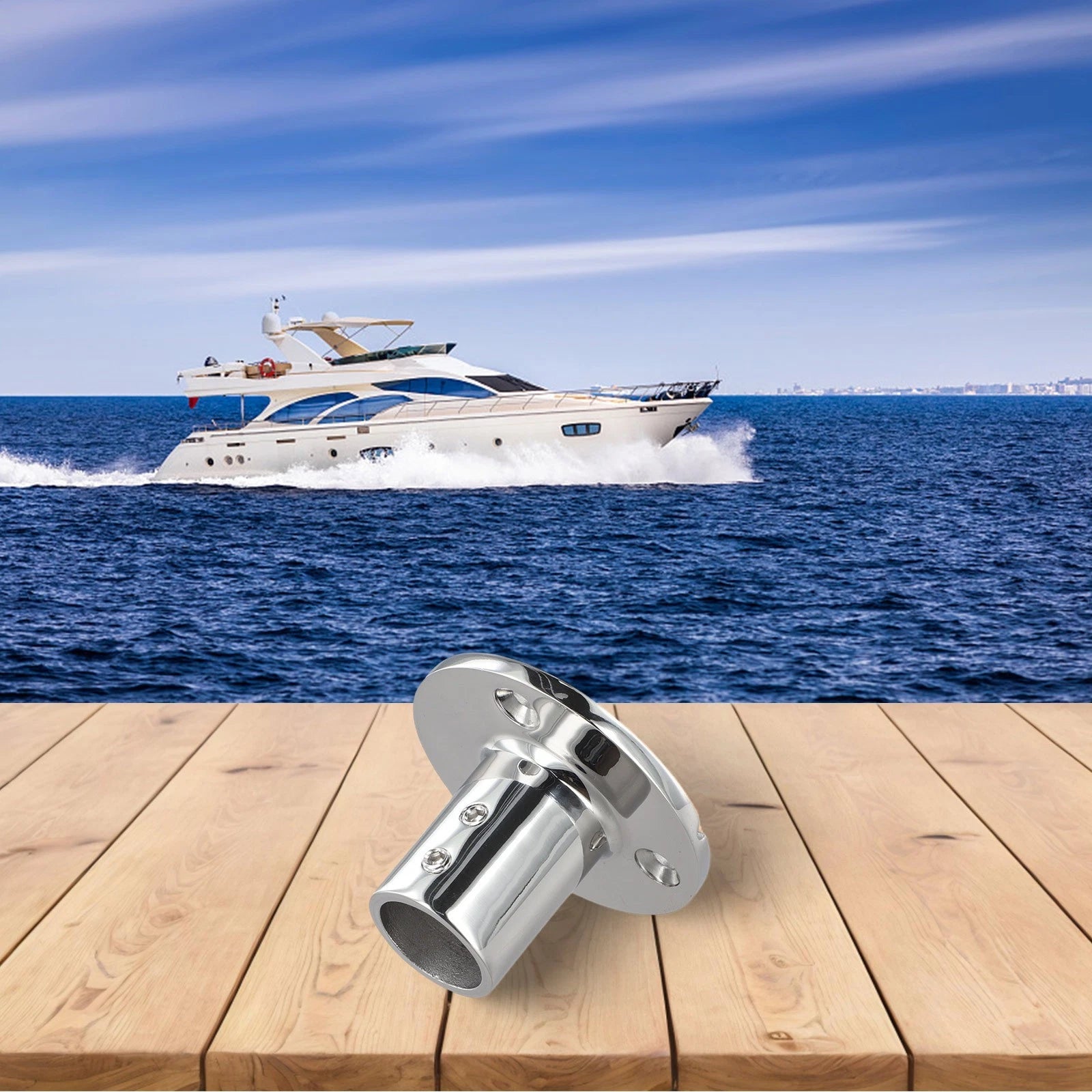316 Stainless Steel Handrail Base for Yacht (Fits 78" or 1" Tube)