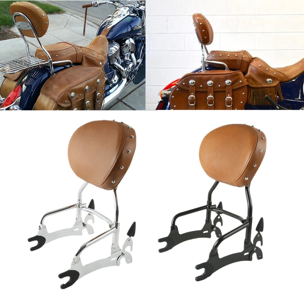 12" Backrest Sissy Bar Pad for Indian Chief Vintage (2014–2018) Chrome/Black