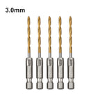 Set of 5 HSS 1/4 Inch Hex Shank Drill Bits 1-5-6-5mm