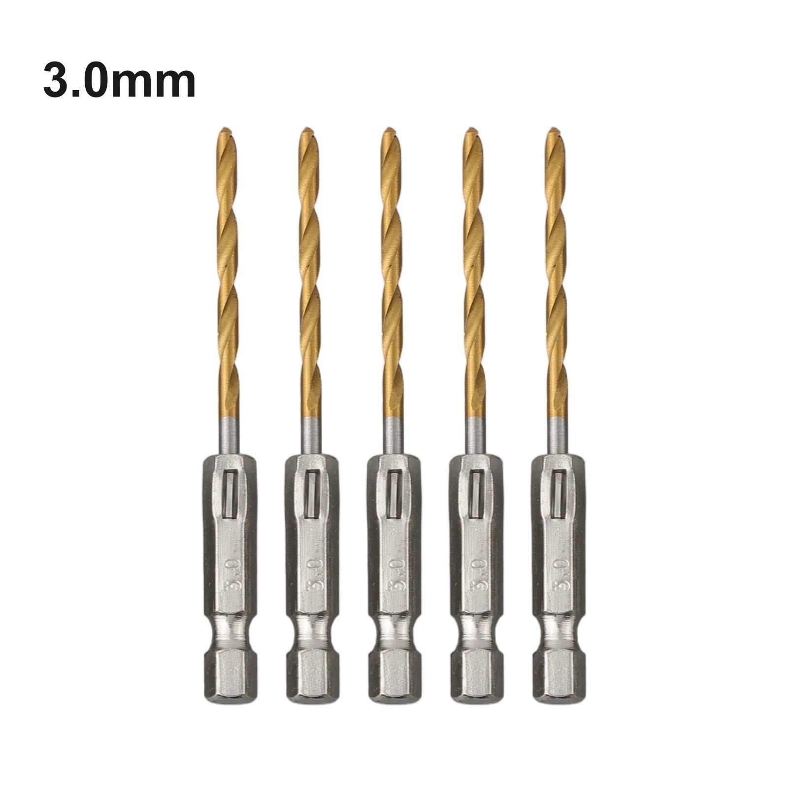 Set of 5 HSS 1/4 Inch Hex Shank Drill Bits 1-5-6-5mm