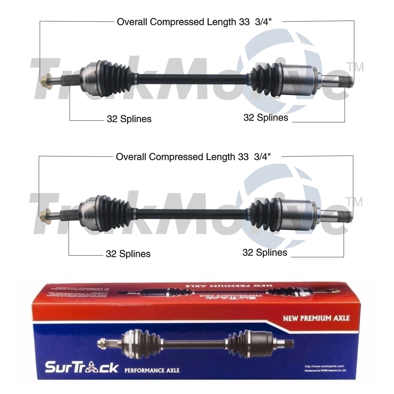 Set of 2 Rear CV Axle Shafts for Dodge Durango, Jeep Grand Cherokee